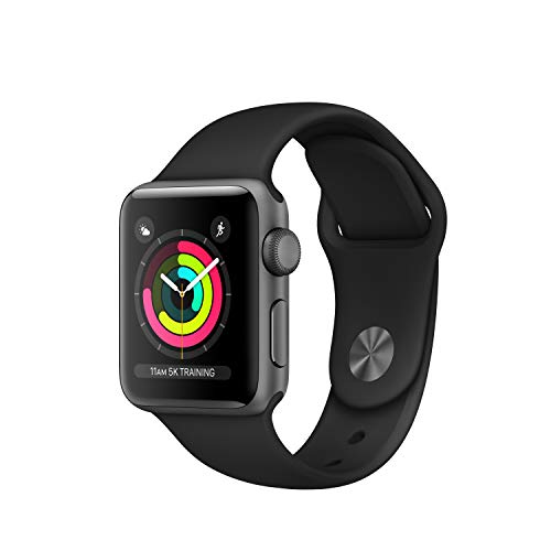 Apple Watch Series 3 GPS, 38 mm Aluminiumgehäuse, Space Grau, mit Sportarmband, Schwarz