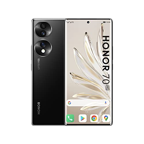 HONOR 70 Smartphone 5G, Android Handy, 256 GB, 6,67 Zoll großes Curved-OLED-Display (120 Hz), 54 MP Triple Rückkamera, 4800 mAh Akku, 66 W HONOR SuperCharge, Schwarz