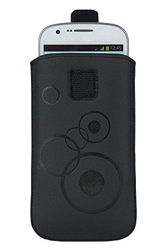 Handytasche Circle schwarz geeignet für Medion Life X5520 - Handy Tasche Schutz Hülle Slim Case Cover Etui mit Klettverschluss