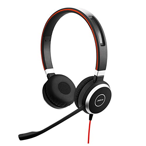 Jabra Evolve 40 MS Stereo Headset - Microsoft zertifizierte Kopfhörer für VoIP Softphone mit passivem Noise-Cancelling - USB-Kabel mit Anrufsteuerung - Schwarz