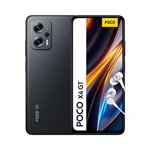 Xiaomi Poco X4 GT 5G Smartphone+Kopfhörer, 8+256GB Handy ohne Vertrag, 6.6” 144Hz DynamicSwitch DotDisplay, 64MP Dreifach-Kamera, 5080mAh, 67W Turbo Charge,Black(DE Version) Alexa Hands-Free