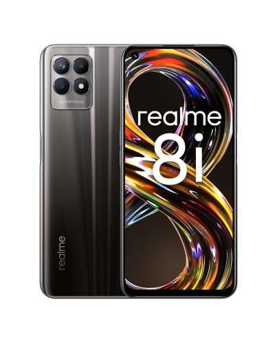 realme 8i Smartphone ohne Vertrag, MediaTeK Helio-G96-Prozessor, 6.6' Ultraflüssiges 120-Hz-Display, 50MP-KI-Dreifach-Kamera, Starker 5000-mAh-Akku, Dual SIM, NFC, 4GB+64GB, Space Black, EU Version
