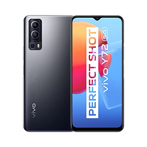 vivo Y72 Smartphone ohne Vertra, 5G dual SIM mit 5000 mAh Akku Handy, 8 GB + 128 GB Android 11, Hauptkamera 64 MP, FastCharge bei 18 W(Graphite Black)