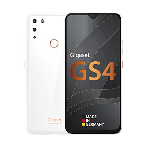 Gigaset GS4 Smartphone - Made in Germany - leistungsstarker 4300mAh Akku mit Schnellladefunktion - 6,3 Zoll Full HD+ V-Notch Display - NFC - 4GB RAM+64GB interner Speicher - Android 10 - Pure White