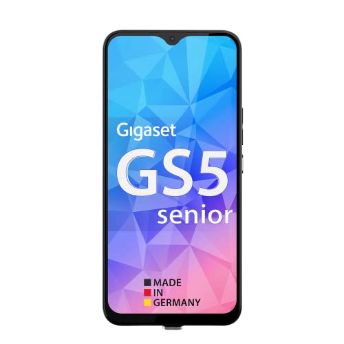 Gigaset GS5 Senior Smartphone - Speziell und leicht zubedienende Benutzeroberfläche - SOS Funktion - 4GB RAM + 64 GB - FHD+ Display mit voraufgebrachter Klapphülle - Android 12