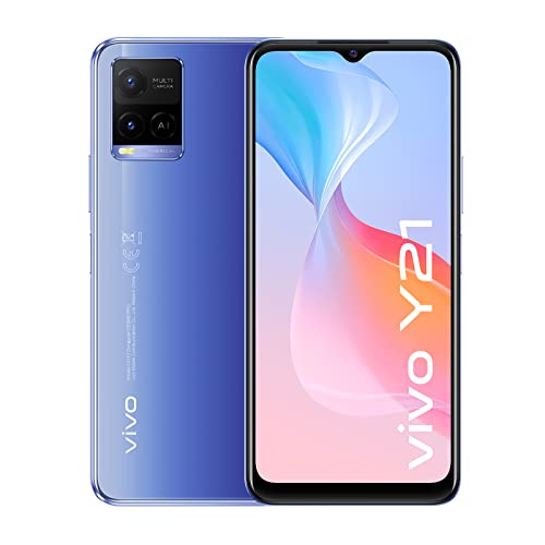 vivo Y21 Smartphone 4GB RAM + 64GB ROM 5.000 mAh-Akku 6,51-Zoll-HD+ Halo-Display 13 MP Rückwärtiges KI-Kamerasystem Betriebssystem Android 11 (Metallic Blue)
