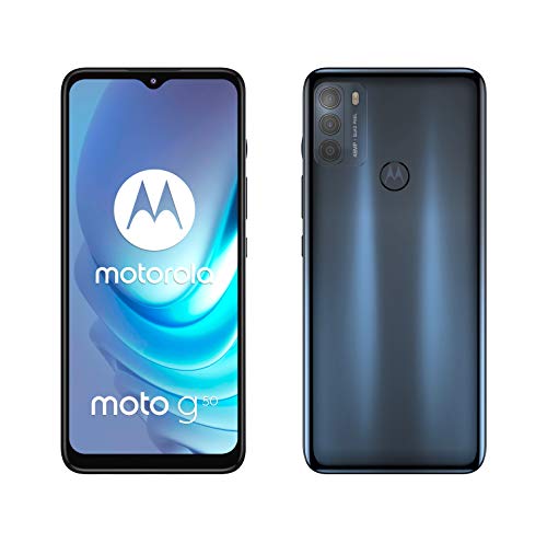 Motorola Smartphones Moto G50 (6,5 Zoll Max Vision HD+, Qualcomm Snapdragon 480 2,0 GHz Octa-Core, 48 MP Triple Kamera, 5000 mAh Akku, Dual SIM, 4/64 GB, Android 11), stahlgrau