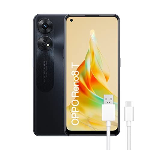 OPPO Reno8T Handy, 8 GB + 128 GB, Kamera 100 MP + 2 MP, Mikroskop-Kamera, Android-Smartphone, Akku 5000 mAh, Schnellladung, 33 W, Dual-Nano-SIM, Schwarz