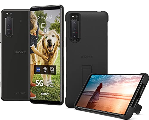 Sony Xperia 5 II 5G Smartphone (15,5 cm (6.1 Zoll) 21:9 CinemaWide FHD+ HDR OLED-Display, Dreifach-Kamera-System, Android 10, SIM Free, 8 GB RAM, 128 GB Speicher) inkl. Case Schwarz, XQAS52C0B-AMA.YD