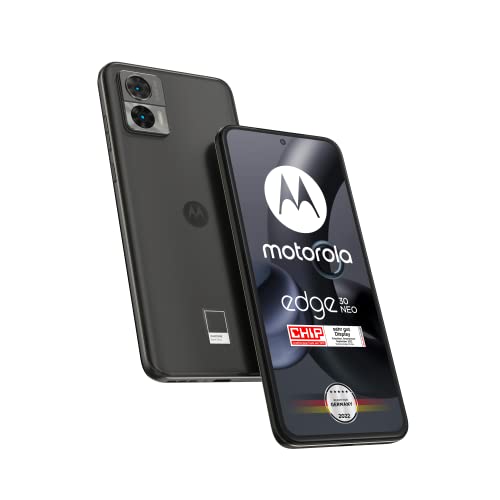 Motorola edge30 neo Smartphone (6,3'-FHD+-Display, 64-MP-Kamera, 8/128 GB, 4020 mAh, Android 12), Black Onyx, inkl. Schutzcover + KFZ-Adapter [Exklusiv bei Amazon]