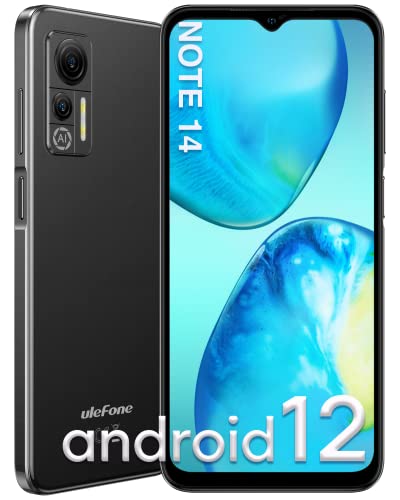 Ulefone Note 14 Smartphone Ohne Vertrag, 6.52' HD+ Smartphone Günstig 4G,16GB ROM/SD-128GB, Android 12 Handy Ohne Vertrag, 4500mAh, 2.0GHz Processor, Dual SIM Handys, Face ID/OTG/GPS/2 Jahre Garantie