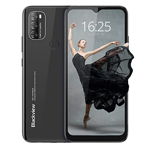 Blackview A70E Smartphone ohne Vertrag Android 11, 6.517 Zoll HD mit 5.380mAh Batterie, 3GB RAM+32GB Speicher Octa-core, 13MP+5MP Kamera, Fingerabdruck Sensor/Face ID, Dual SIM 4G Handy - Schwarz