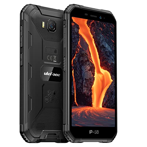 Ulefone Android 12 4G Outdoor Smartphone Ohne Vertrag, Armor X6 Pro, Quad-Core 4GB+32GB, 5.0' IP68 Robust Handy, Dual SIM, 13MP Unterwasser-Dual-Kamera, 4000mAh, Gesichts Entsperrung, NFC FM Schwarz