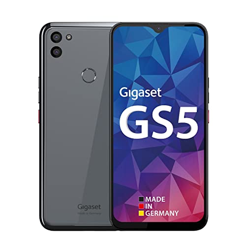 Gigaset GS5 Smartphone - Made in Germany - 48MP Kamerasystem - ausdauernder 4500mAh Wechsel-Akku - gehärtete Glasrückseite - kabelloses Laden - 128 GB + 4 GB RAM - Android 11 - Dark Titanium Grey