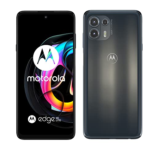 Motorola edge20 lite Smartphone (6,7'-FHD+-Display, 108-MP-Kamera, 8/128 GB, 5000 mAh, Android 11), Elektrische Graphit, inkl. Schutzcover + TVNow 1 Monat kostenlos [Exklusiv bei Amazon]
