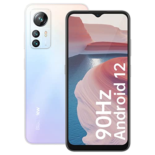 Blackview A85 Android 12 Handy Ohne Vertrag, 14GB/128GB 6.5' HD+ 90Hz Display, 50MP+8MP Dual Kamera Octa Core Smartphone, 4480mAh 18W dual 4G Simlockfreie Handys, NFC, Fingerabdruck-Himmelsfarben