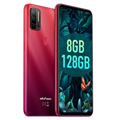 Ulefone Smartphone ohne Vertrag, Note 11P Handy 8GB+128GB Helio P60 Octa-Core, Android 11 6,55 Zoll Display, 4400mAh Akku, 48MP+8MP Kamera, 3-Karten-Steckplatz, 4G Dual SIM Handy/5G-Wifi(Rot)