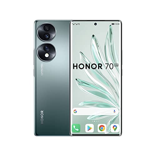 Honor 70 Smartphones 5G, 8+128 GB, gebogenes OLED-Display 6,67 Zoll 120 Hz, Dreifachkamera Rückkamera 54 MP mit Android 12, 4800 mAh Akku + Schnellladung 66 W, Emerald Green