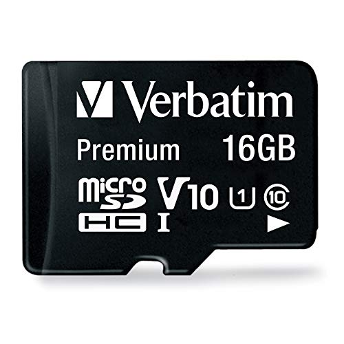 Verbatim Premium microSDHC Speicherkarte inkl. Adapter I 16 GB I schwarz I SD Karte für Full-HD Videoaufnahmen I wasserabweisend & stoßfest I SD Speicherkarte für Kamera Smartphone Tablet