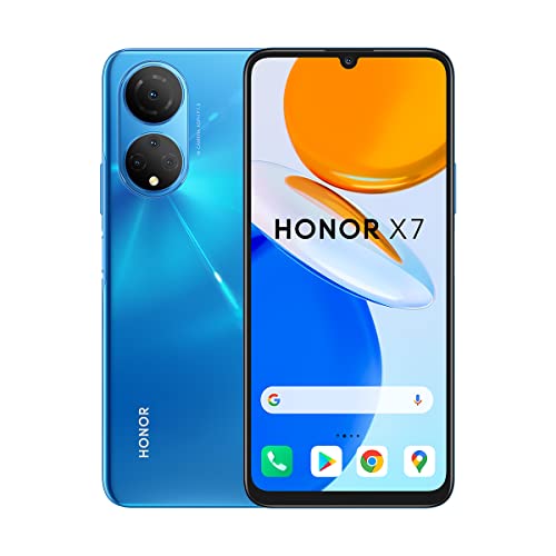 HONOR X7 Smartphone mit Android 11, 4 GB RAM + 128 GB Speicher, 16,74 cm (6,74 Zoll) und 90 Hz, 48 MP Rückfahrkamera und 5000 mAh Akku, Blau