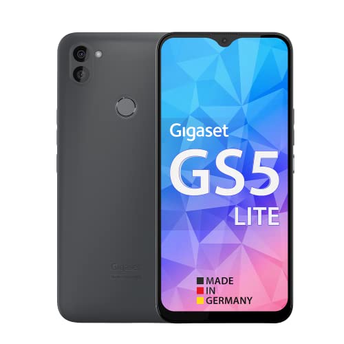 Gigaset GS5 LITE Smartphone - 48MP Dual Kamera 4500mAh Wechsel-Akku bis zu 350 Std Standby schnelles Laden Octa-Core Prozessor 4GB RAM + 64GB Android 12, Dark Titanium Grey