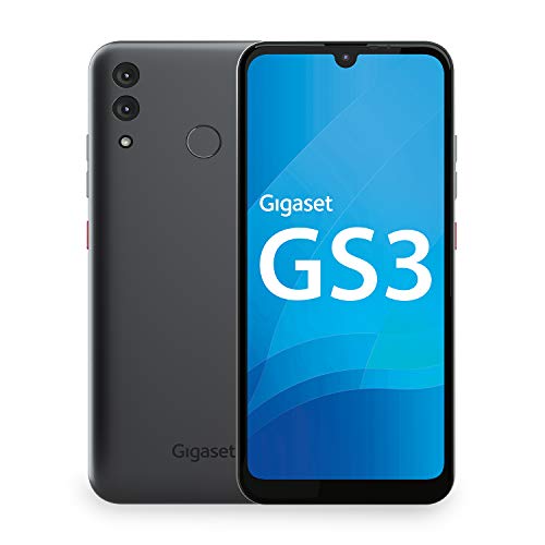 Gigaset GS3 Smartphone ohne Vertrag - Triple-Slots für Dual SIM und Speichererweiterung - leistungsstarker 4000mAh Wechsel-Akku - 4GB RAM und 64GB interner Speicher - Android 10 - Graphite Grey
