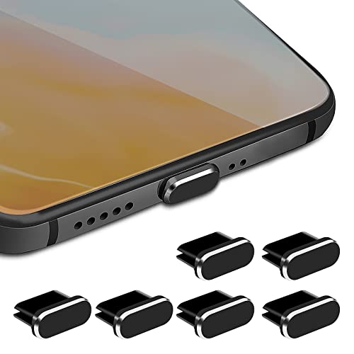 Cobee Typ C Staubschutzstecker-Set, 6 Stück, Aluminiumlegierung, USB-C, Anti-Staub-Abdeckkappen, Ladeanschluss-Abdeckung, Typ-C, Metall-Staubschutz-Stopper für Smartphone, Laptop