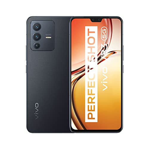 VIVO V23 5G Smartphone, 12 GB RAM + 256 GB ROM，50 MP Doppel-Frontkamera, Zweifarbenleuchte, Farbwechselglas, 64 MP Dreifachkamera, 6,44-Zoll, 44 W-FlashCharge Mobiltelefon(Stardust Black)