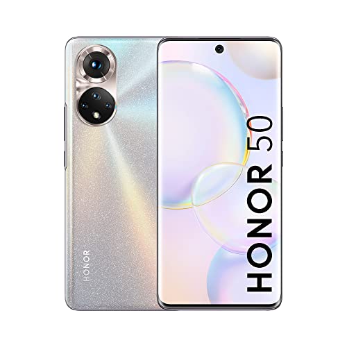 HONOR 50 Smartphone 5G, Mobiltelefon ohne Simlock mit 8+256 GB und 108-MP-Kamera, Dual-SIM Handy, Abgerundetem 6,57-Zoll-Bildschirm mit 120 Hz und Android 11,Globale Version Frost Crystal