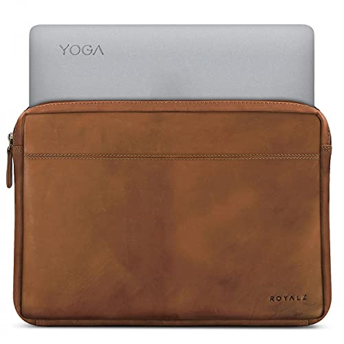 ROYALZ Tasche für Lenovo Yoga 920 Ledertasche (auch für Yoga 910, Yoga 900s und Yoga 900 geeignet) Lederhülle Hülle Schutztasche Schutzhülle Cover Sleeve Vintage Leder, Farbe:Hellbraun Matt