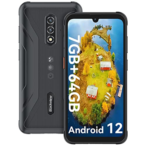 Blackview BV5200 Pro Outdoor Handy, 7GB+64GB/1TB Erweiterbar 2.3 GHz Octa Core Android 12 Outdoor Handy Ohne Vertrag, 13MP+8MP Panorama Kamera 5180mAh 6.1' HD+, 3 Slot Outdoor Smartphone IP69K