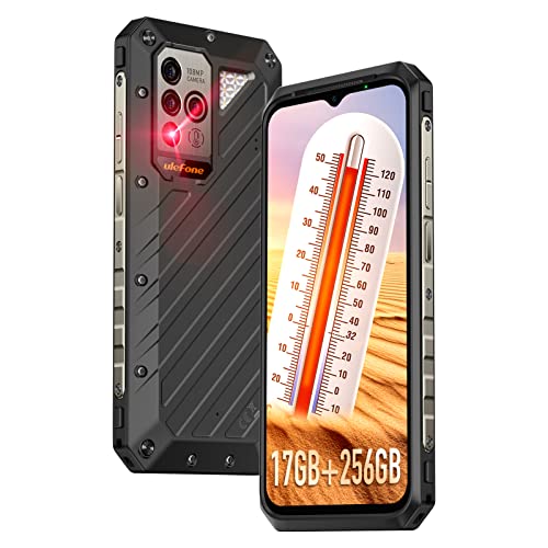 Ulefone Power Armor 18 Outdoor Smartphone (2023) 5G Handy 17GB + 256GB 9600mAh Akku, 108MP+32MP Kamera 6.58 Zoll FHD+ mit Sensoren zur Temperaturmessung, Android 12, WiFi 6/NFC/OTG/GPS