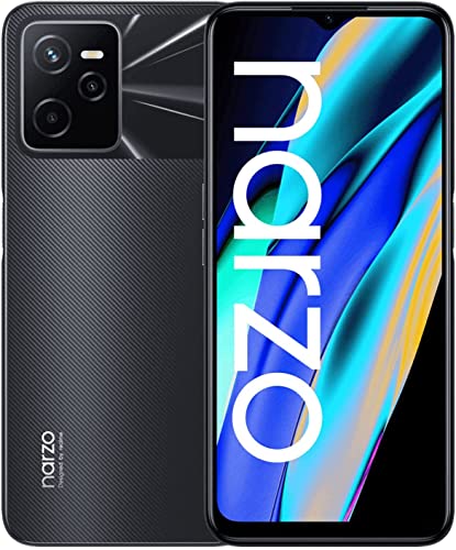 realme Narzo 50A Prime - 4+64GB Smartphone 16,7 cm (6,6'') FHD+-Vollbildschirm, 50 MP KI-Dreifach-Kamera, Starker 5000-mAh-Akku, Starker Unisoc T612-Prozessor, Flash Black, ohne Netzteil