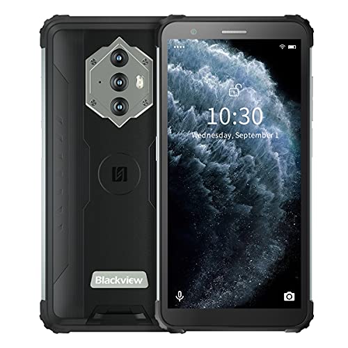 Blackview BV6600E Outdoor Smartphone Ohne Vertrag (2021) Android 11 Handy, 8580mAh Akku 5.7 Zoll HD+ 4GB RAM+32GB ROM/128GB Dual SIM 4G Mobiles 5MP+13MP wasserdichte Kamera IP68/Face ID (Schwarz)