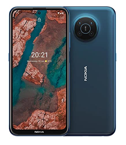 Nokia X20 5G Smartphone, Dual-SIM, RAM 8GB, ROM 128GB, 64MP Quad-Kamera von ZEISS, 6,67” Full HD+ Display, sicheres Android 11 mit 3 Jahre Herstellergarantie & Updates, Alurahmen - Nordic Blue