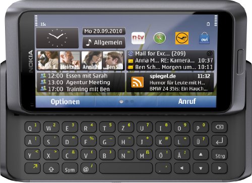 Nokia E7-00 Smartphone (10.2cm (4 Zoll) Clear-Black AMOLED Touchscreen, QWERTZ-Tastatur, 8 MP Kamera, GPS, WiFi, Ovi Karten, HDMI, 3.5mm Buchse) dark grey