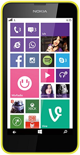 Nokia Lumia 635 Smartphone Mikro SIM (11,9 cm (4,6 Zoll) Touchscreen, 5 Megapixel Kamera, Win 8.1) gelb