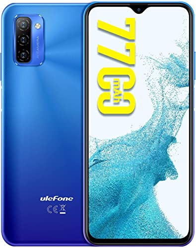 Ulefone 7700mAh Note 12P Handy ohne Vertrag 2022 OTG Reverse Charge 6,82-Zoll Android 11 OS Smartphone, Octa-Core 4+64GB/SD-128GB,3-Kartensteckplatz, Schlanke Struktur 4G Dual SIM Handy (Blau)