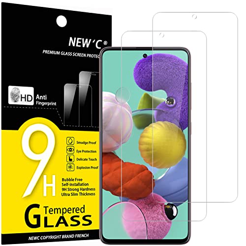 NEW'C 2 Stück, Panzer Schutz Glas für Samsung Galaxy A51, Frei von Kratzern, 9H Härte, HD Displayschutzfolie, 0.33mm Ultra-klar, Ultrabeständig